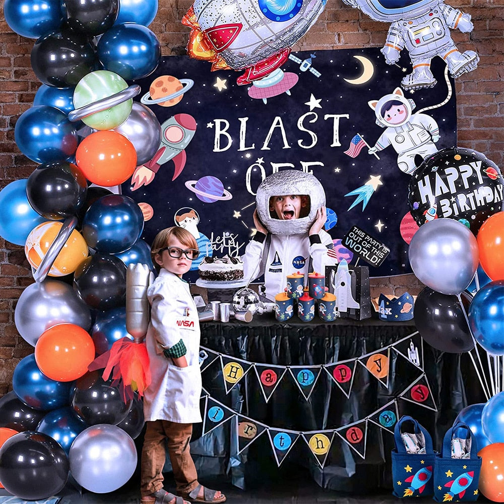 pcs Outer Space Balloons Garland Arch Kit Astronaut Rocket Foil Balloon Boy Birthday Party Decoration Baby Showe Globe Inflatable Decorations