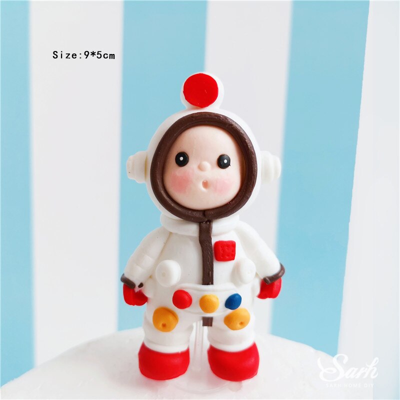 Universe Stars Rocket Astronaut Moon Happy Birthday Letter Decoration Cake Topper Dessert Children's Day Lovely Gifts 