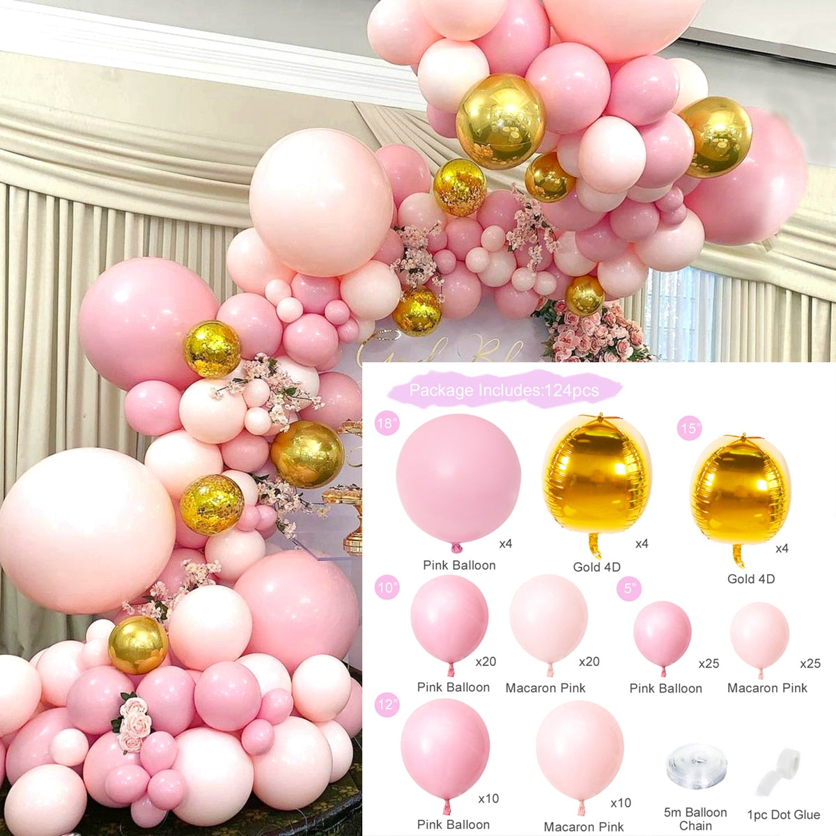 Macaron Balloon Garland Arch Kit Wedding Birthday Party Decoration Home Baby Shower Rose Gold Confetti Latex Balloons 