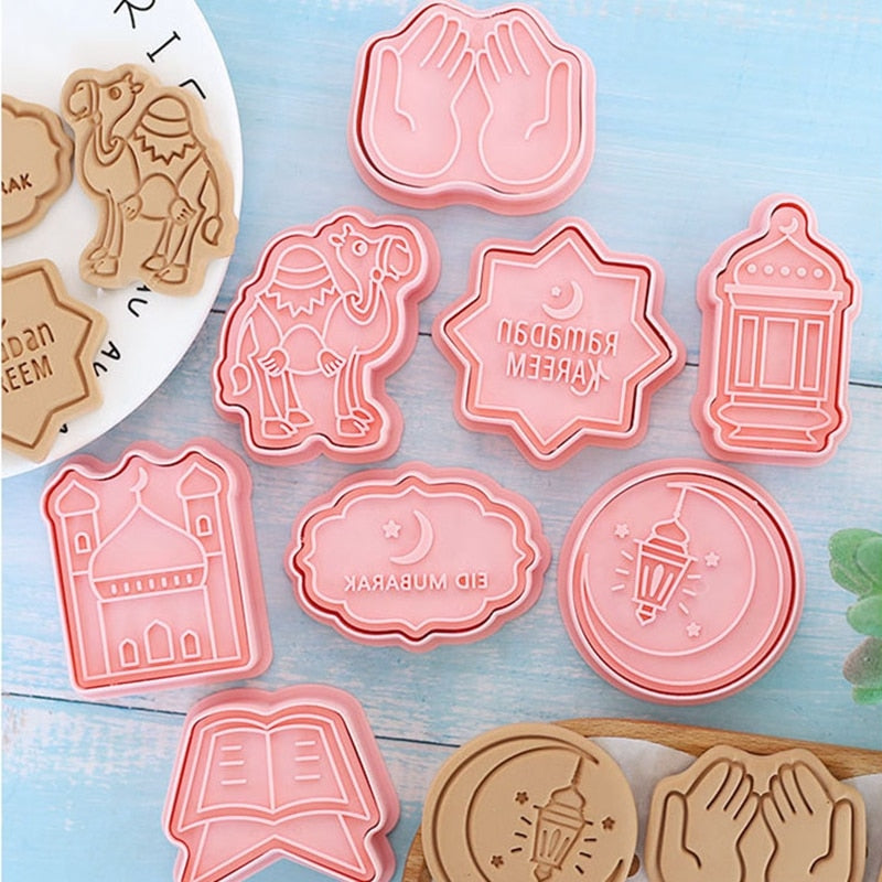 8/6pcs Eid Mubarak Biscuit Mold Cookie Cutter Set DIY Cake Baking Tools Islamic Muslim Party Ramadan Kareem Decoration Supplies PartyDecorHQ