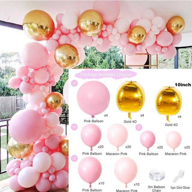 Rose Pink Balloon Garland Arch Kit Confetti Metal Latex Balloons Barbie Theme Party Girl Birthday Shower Wedding Decor Inflatable Decorations