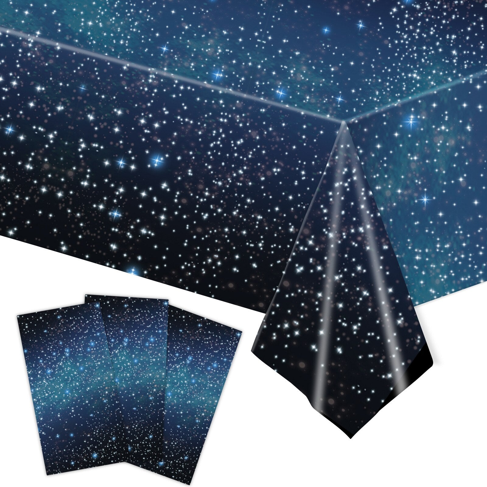 Dark Blue Starry Sky cm Disposable Plastic Tablecloth Party Decoration Birthday Family Supplies 