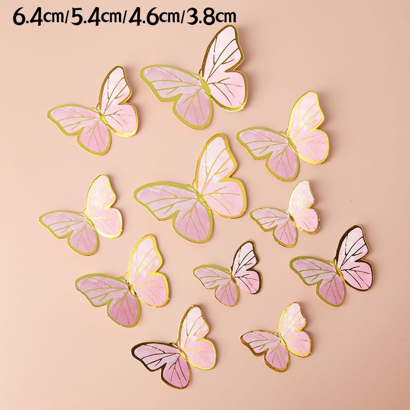 Happy Birthday Butterfly Theme Cake ToppersHandmade Painted Wedding Party Decoration Baking Supplies Gift 