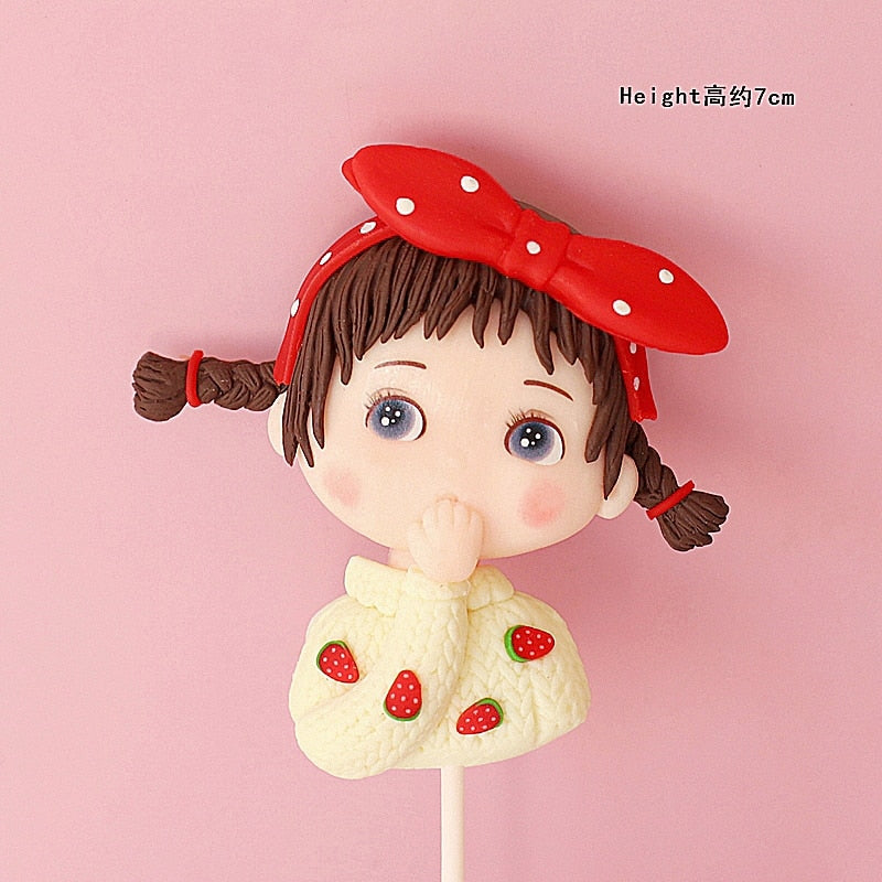 Pink Princess Girl Strawberry Decoration Hot Air Balloon Wedding Party Supplies Star Happy Birthday Cake Topper Baking Love Gift 