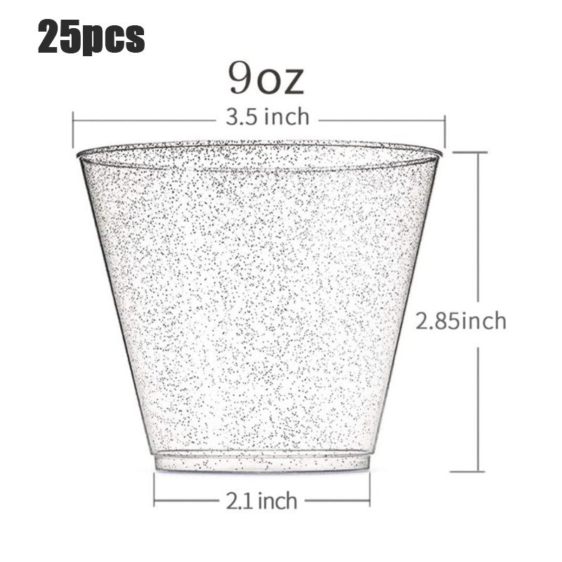 pcs Glitter Transparent Plastic Cup Gold Silver Sequins Drinks Wine Cups Wedding Birthday Party Decoration Home Festival 