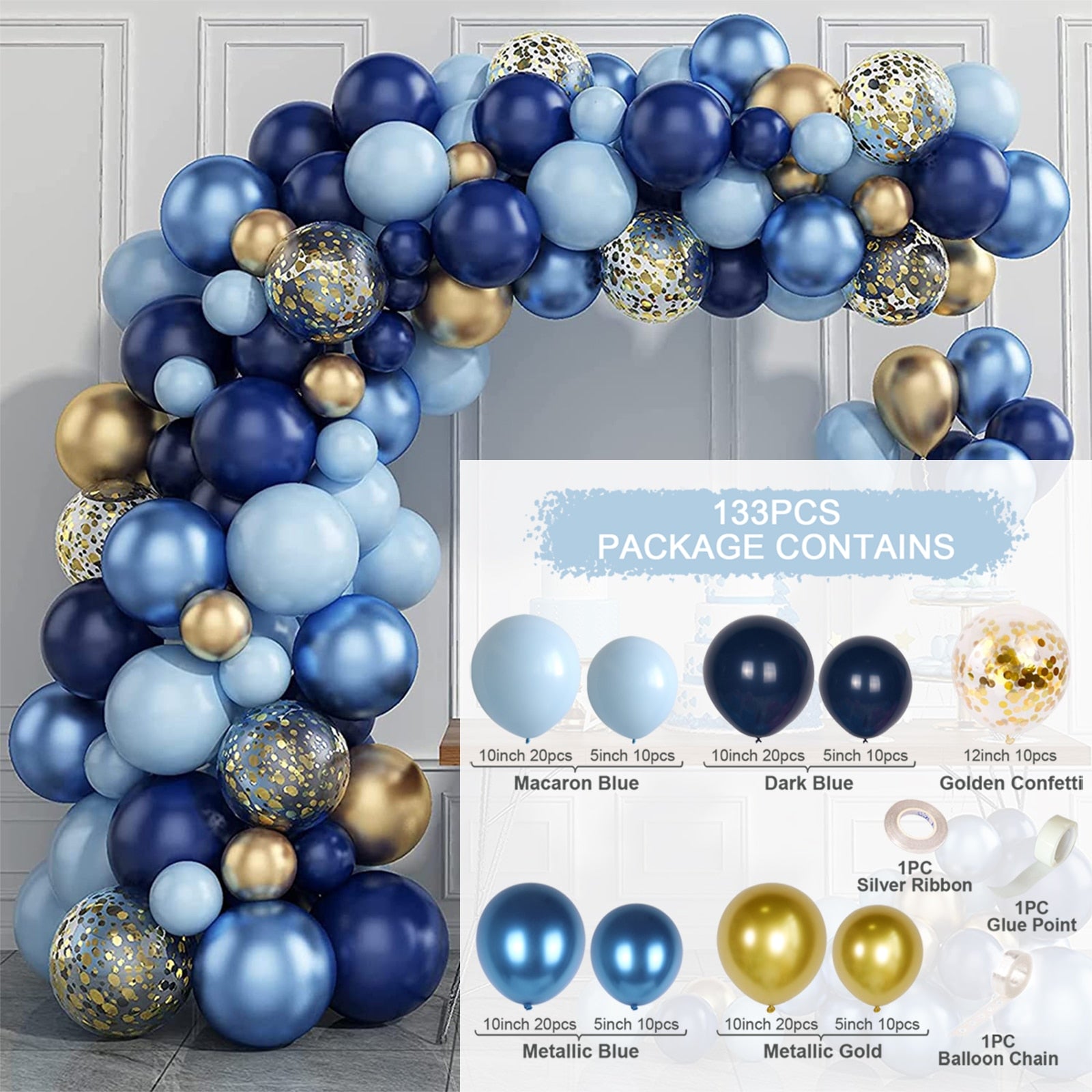 Blue Macaron Balloon Garland Arch Kit Birthday Party Decor Foil Latex Ballon Wedding Baby Shower Kids Baloon Inflatable Decorations