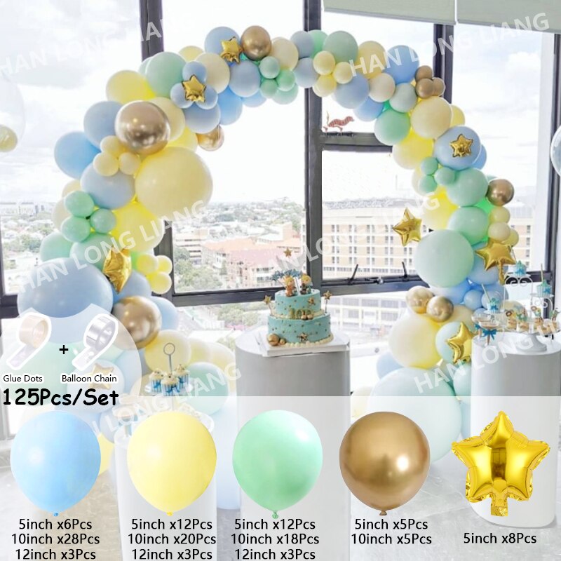 Pcs Balloons Arch Set Gray White Blue Yellow Balloon Garland Birthday Party Baby Baptism Shower Wedding Decoration Inflatable Decorations