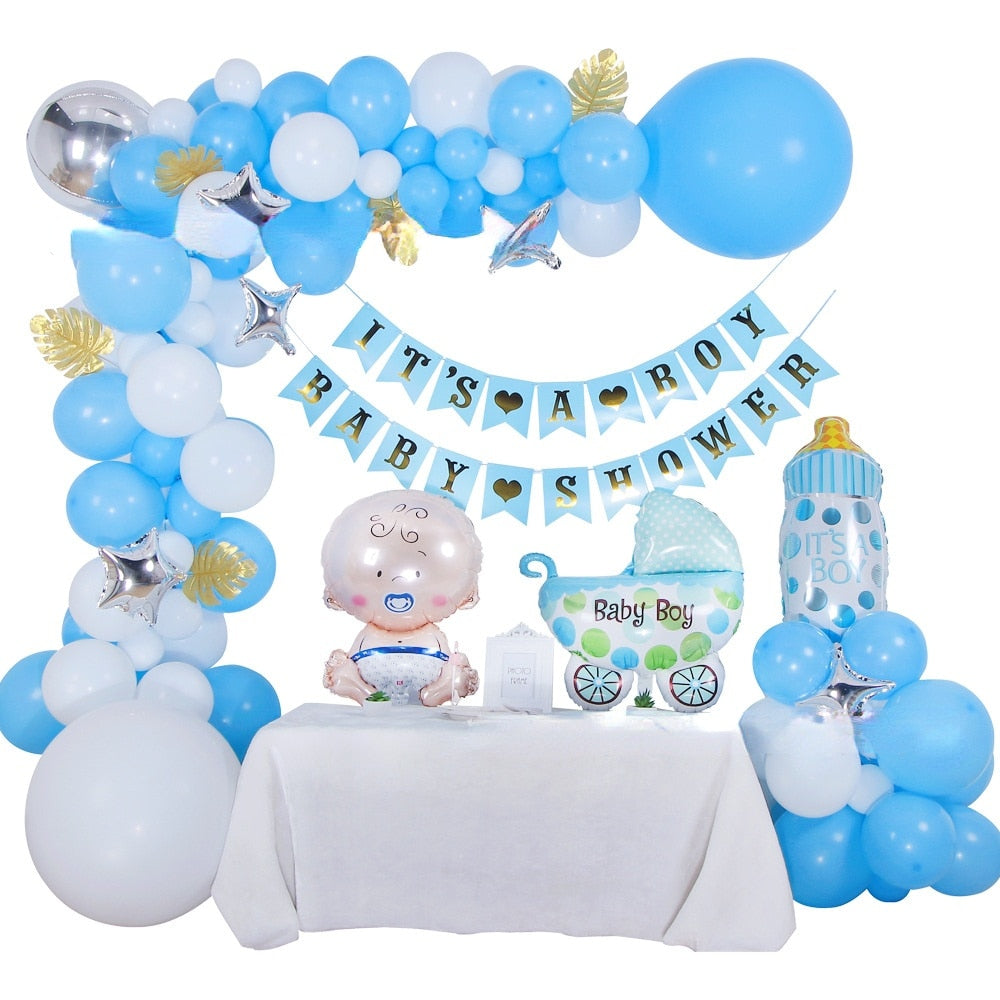 Baby Shower Party Decoration Blue Balloon Garland Arched Kit IT'S A BOY Banner Baby for 1st Birthday Party Supplies PartyDecorHQ