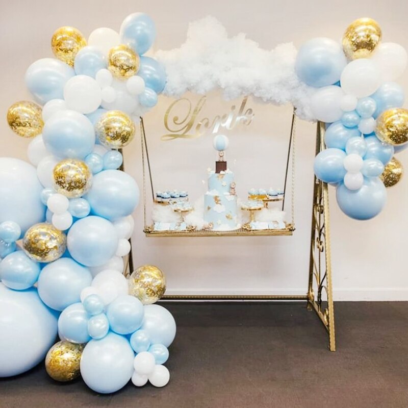 Balloons Arch Set Blue White Sequins Balloon Garland Adult Child Birthday Party Baby Baptism Shower Wedding Decoration Inflatable Decorations