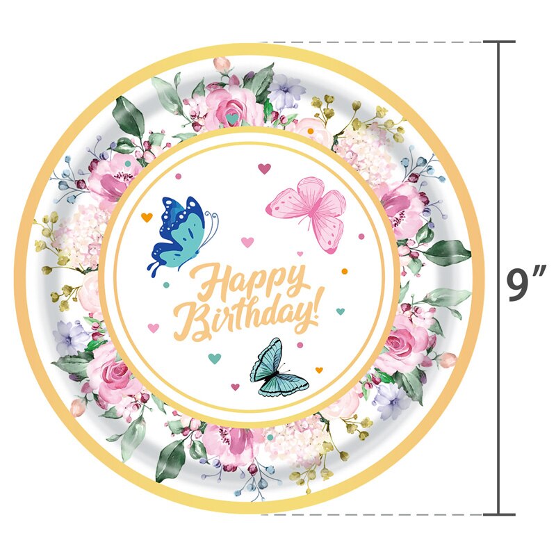 pcs Butterfly Disposable Tableware Paper Plates Cups Napkins Happy Birthday Decoration Adult Kids Girl Baby Shower Supplies 