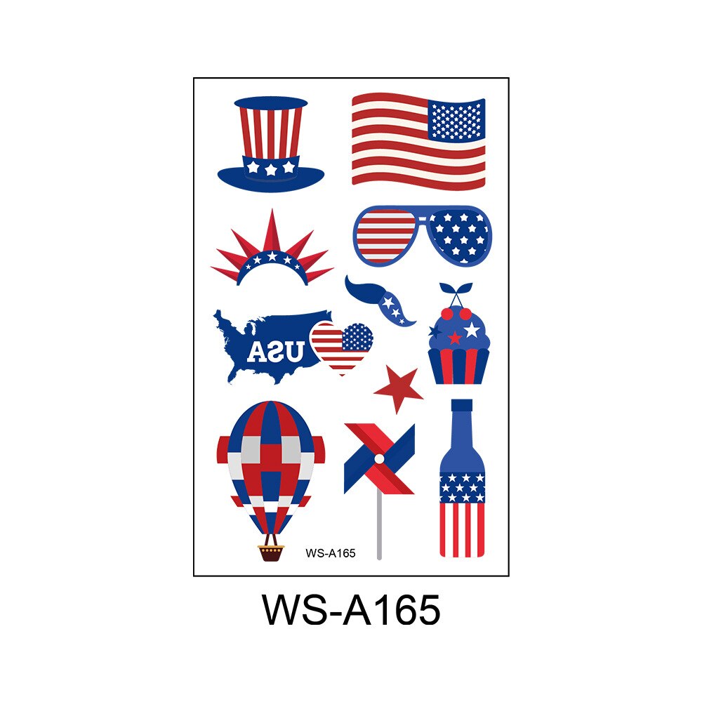 Independence Day Tattoo Stickers USA Festival Disposable Fake American National Party Decoration Supplies 