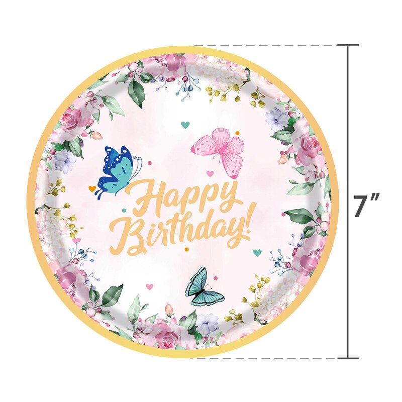 pcs Butterfly Disposable Tableware Paper Plates Cups Napkins Happy Birthday Decoration Adult Kids Girl Baby Shower Supplies 