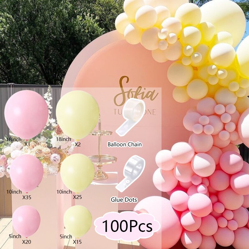 Pcs Macaron Birthday Balloons Arch Set Pink Yellow Balloon Garland Baby Baptism Shower Wedding Party Decoration Inflatable Decorations