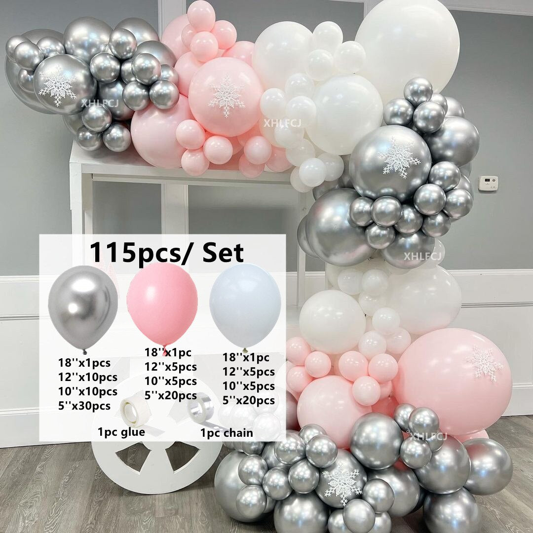 pcs/Set Silver Chrome Pink White Balloon Garland Arch Kit Baby Shower Birthday Party Decorations Backdrop Supplies Globos Inflatable