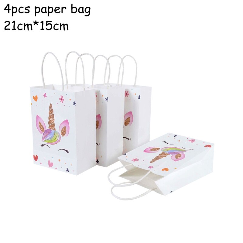 Unicorn Theme Party Paper Gift Bags Popcorn Cookie Candy Bag Box Kids Birthday Decoration Wedding Baby Shower Supplies 