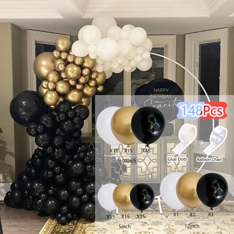 Balloon Arch Set Black Gold Pink Sequins Balloons Garland Aldult Baby Baptism Shower Birthday Decoration Party Inflatable Decorations