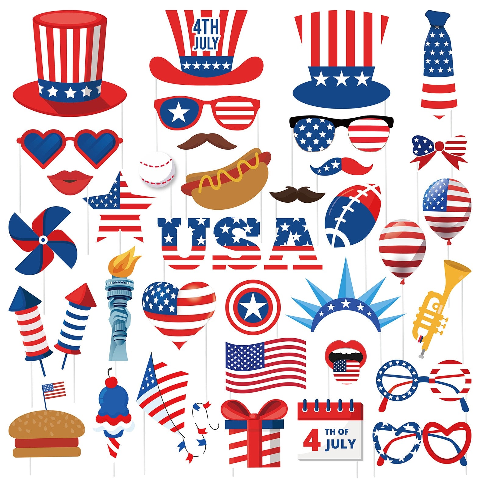 American Independence Day Photobooth Props Glasses Hats USA Photo Tool th July Festival Party Decoration Supplies 