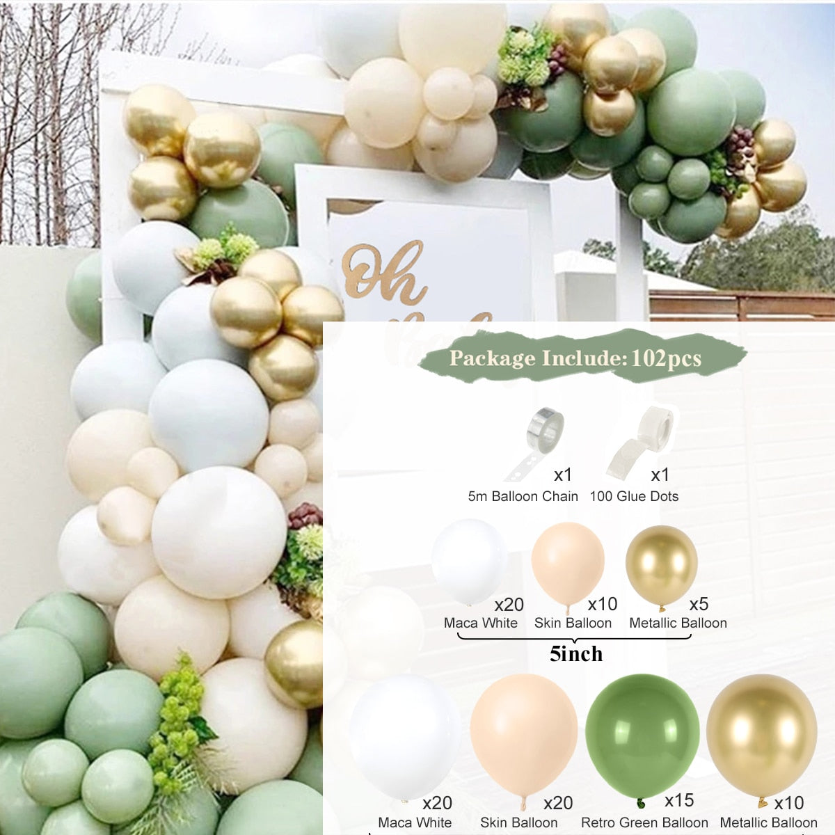 Green Macaron Metal Balloon Garland Arch Kit Wedding Birthday Party Decorations Confetti Latex Balloons Kids Baby Shower Inflatable