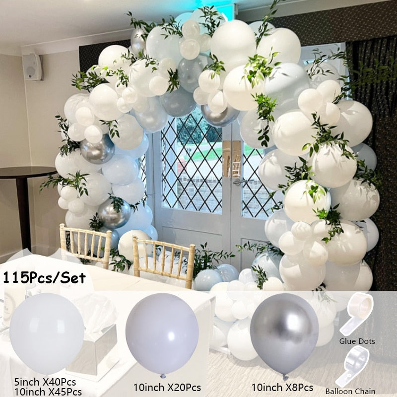 Pcs Balloons Arch Set White Gray Silver Balloon Garland Birthday Baby Baptism Shower Wedding Party Decoration Inflatable Decorations