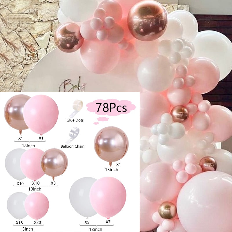 Macaron Balloons Arch Set Pink White Rose Gold Balloon Garland KitBaby Baptism Shower Wedding Birthday Party Decoration Inflatable Decorations