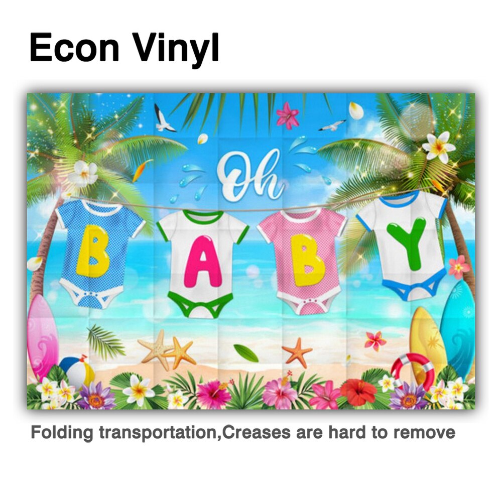 Oh Baby Shower Summer Background Seaside Beach Holiday Tropical Theme Blue Sky Aloha Birthday Party Photophone Backdrop 