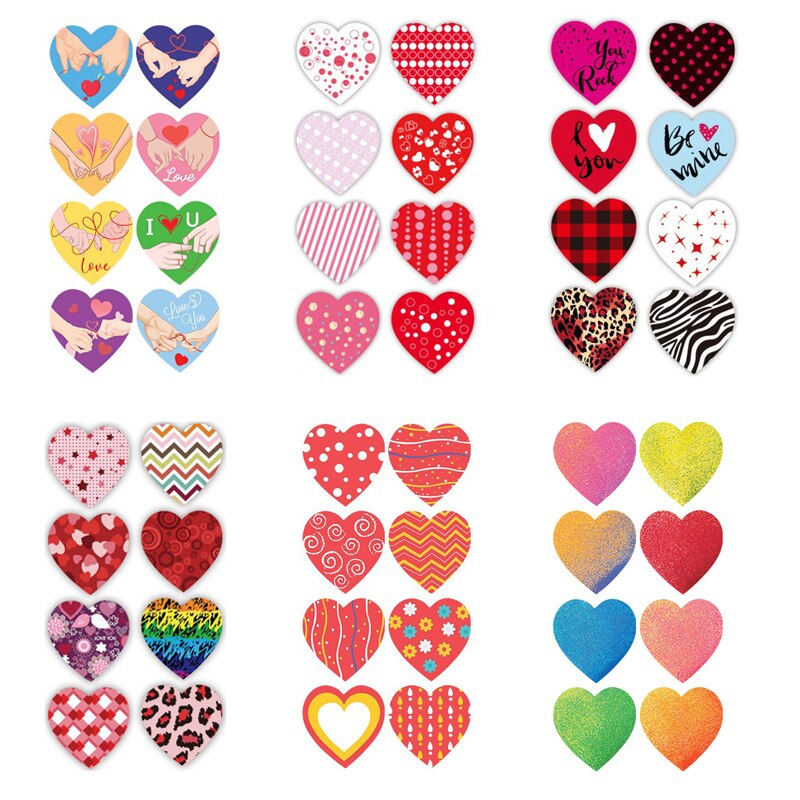 pcs Colorful Heart Paper Stickers Self-adhesive Sealing Wedding Party Valentine's Gifts Bag Packaging Supplies 