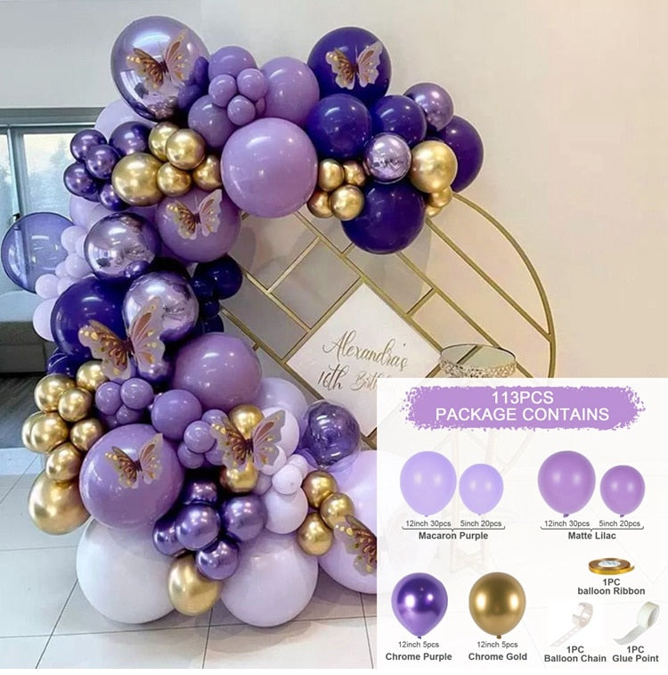 Purple Pink Balloons Garland Arch Kit Macaroon Latex Ballons Wedding Birthday Party Decor Kids Adult Girl Baby Shower Ballon Inflatable Decorations