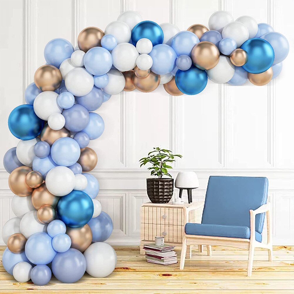 pcs Birthday Balloon Garland Arch Kit Blue Champagne Metallic Baloon Wedding Party Decoration Baby Shower Gender Reveal Globes Inflatable Decorations