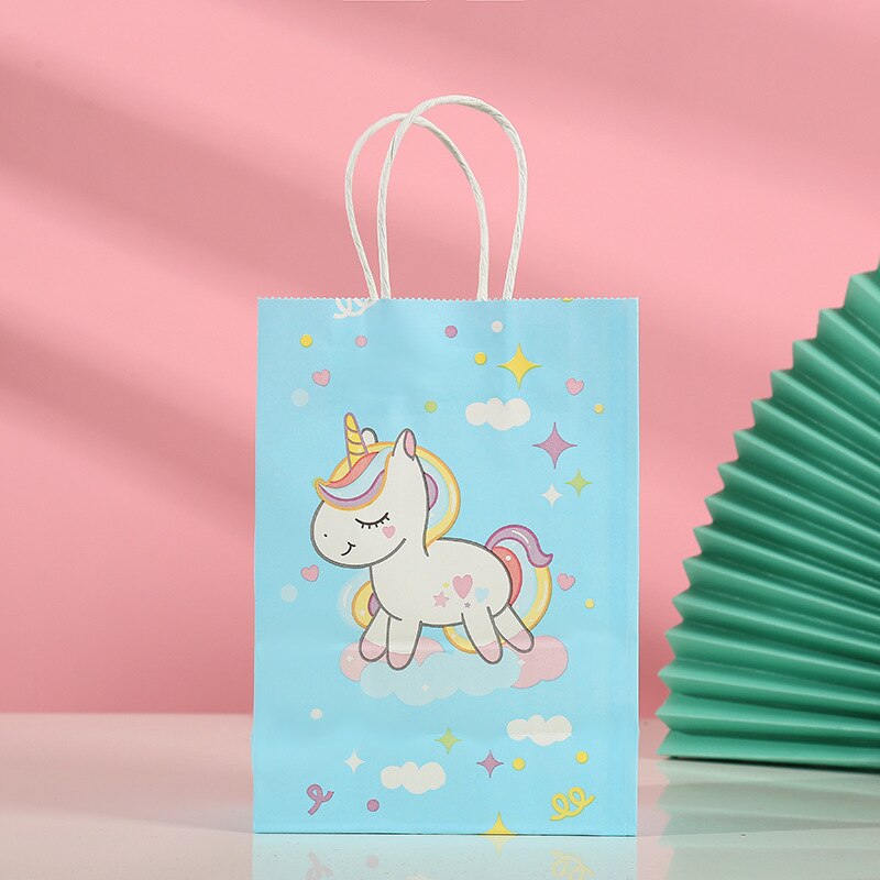 pcs Unicorn Mermaid Tote Bags Kraft Paper Bag Kids Birthday Decoration Baby Shower Wedding Party Guests Gifts Packaging 