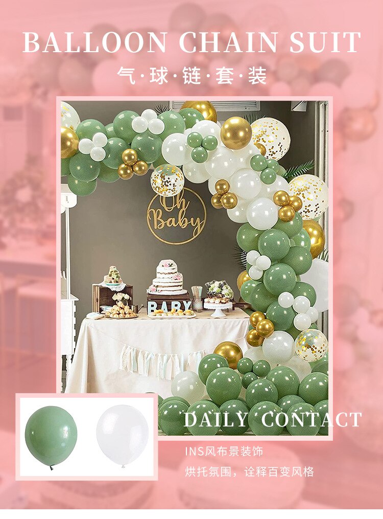 Party Decoration Avocado Green White Balloon Garland Arch Kit Gold Confetti Wedding Anniversary Supplies Inflatable Decorations