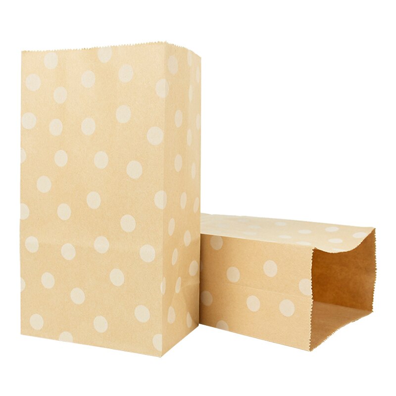 10pcs Kraft Paper Bag Dot Stripe Print Gift Bags Packaging Biscuit Candy Bread Snacks Takeaway Bags Wedding Event Party Supplies PartyDecorHQ