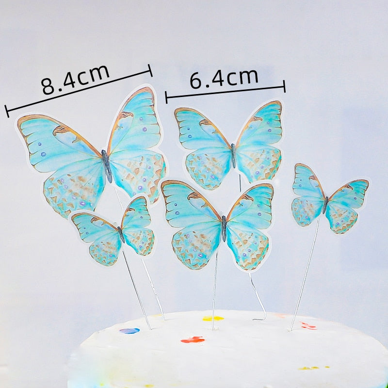 Happy Birthday Butterfly Theme Cake ToppersHandmade Painted Wedding Party Decoration Baking Supplies Gift 