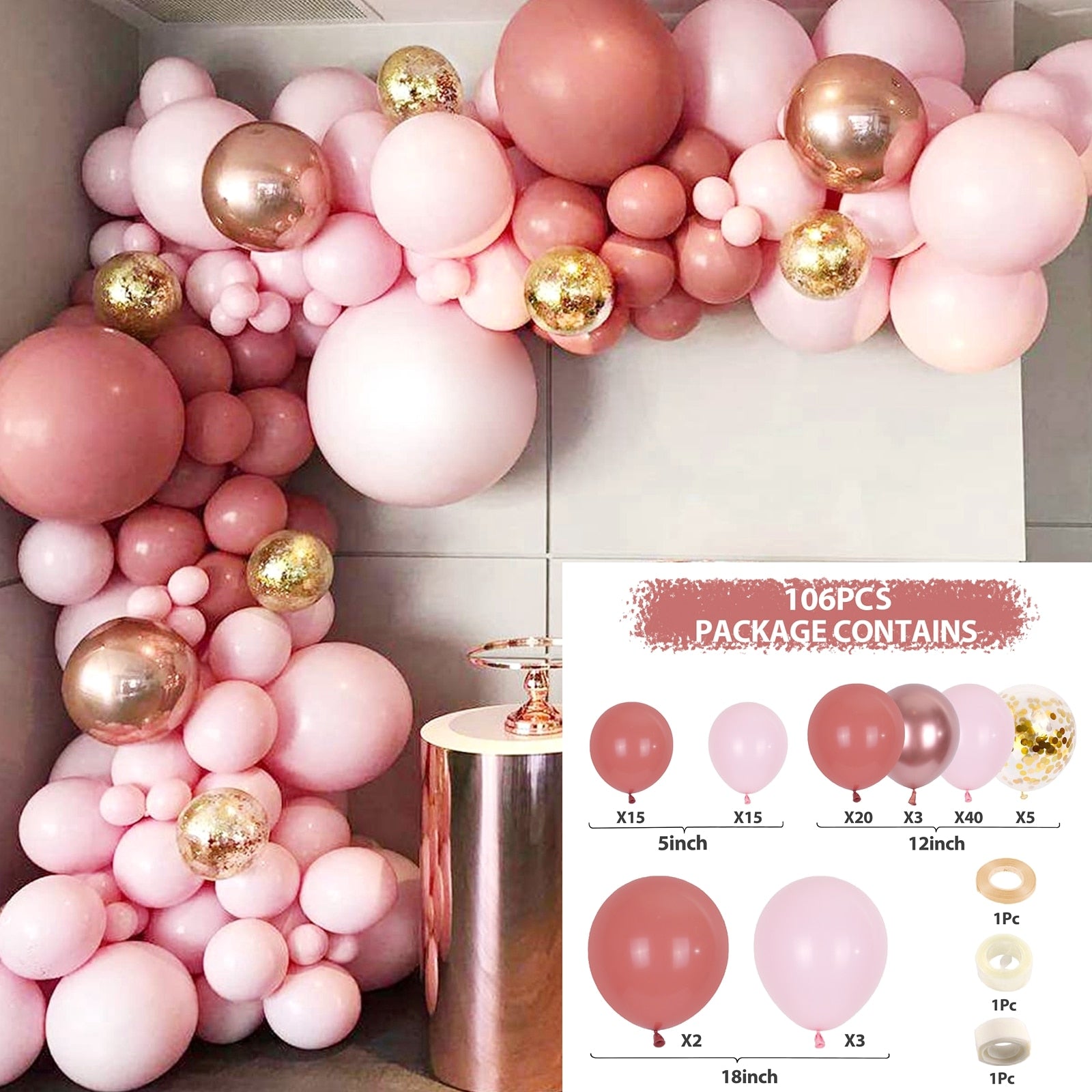 Macaron Balloon Garland Arch Kit Wedding Birthday Party Decoration Home Baby Shower Rose Gold Confetti Latex Balloons 