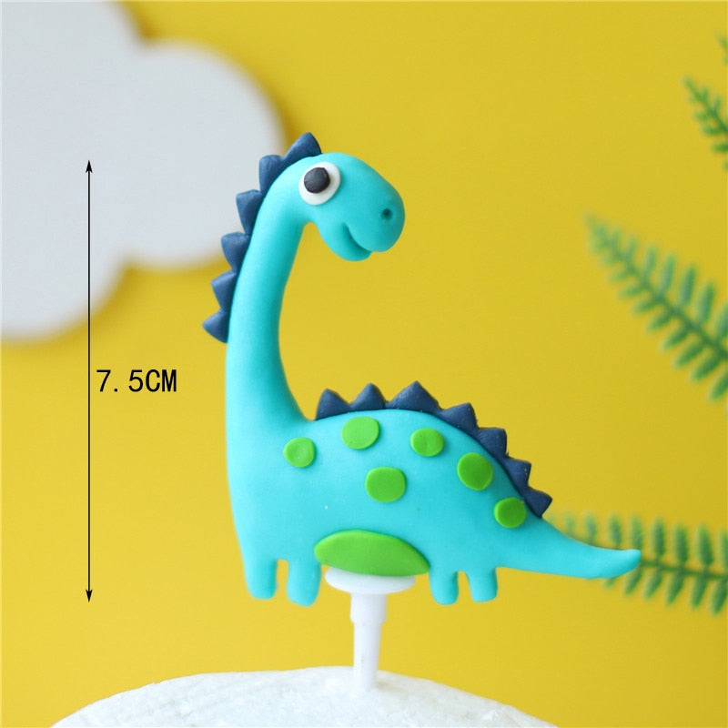 Dinosaur Theme Cake Topper Lovely Cartoon Zoo Dino Jungle Decoration Soft pottery Baby Shower Birthday Party Supplies 