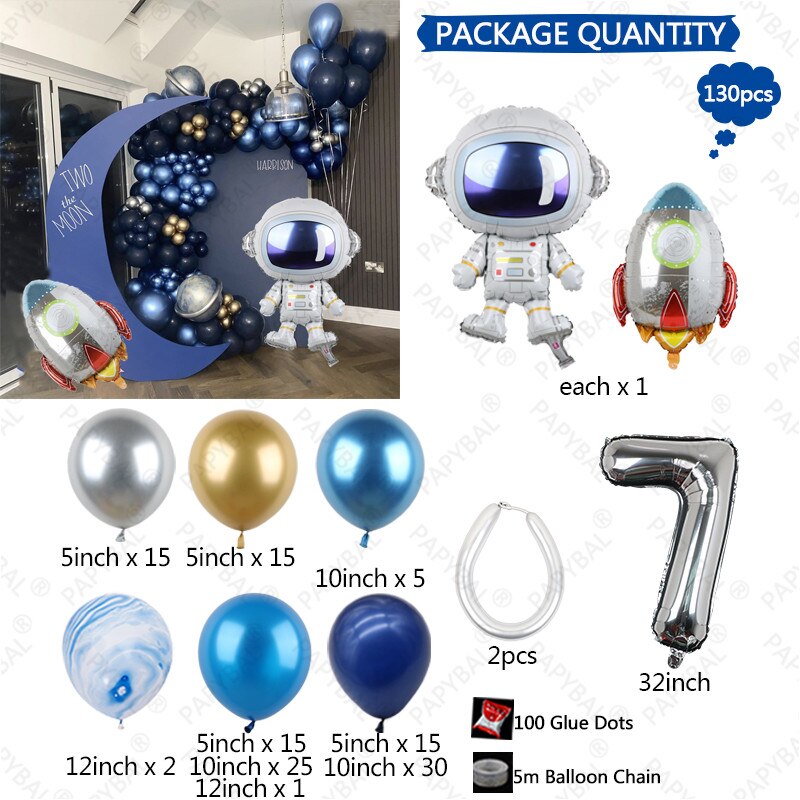 pcs Universe Outer Space Astronaut Rocket Galaxy Theme Latex Foil Balloons Garland Arch Kit Boy Birthday Party Decors Globos Inflatable Decorations