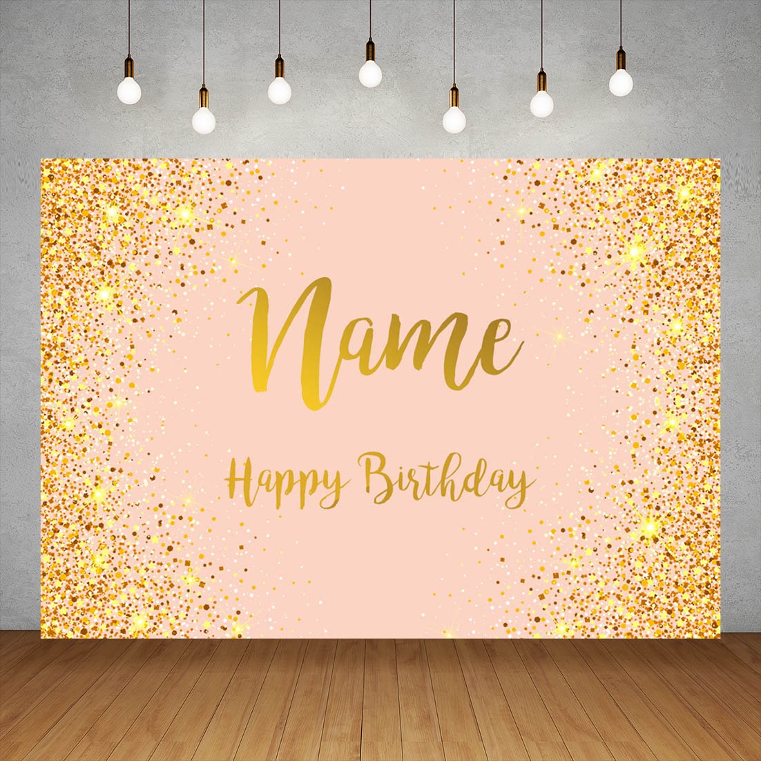 Birthday Black Golden Glitter Custom Name Photography Backgrounds Vinyl Backdrop Children Party Banner Anniversary Photocall 