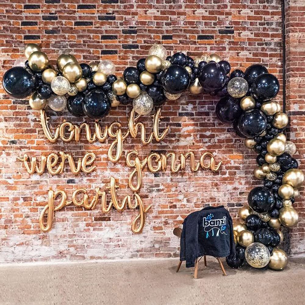 Gold Metallic Balloon Arch Garland Kit Black Latex Baloon Wedding Birthday Party Anniversary Baby Shower Decoration Globos Inflatable Decorations