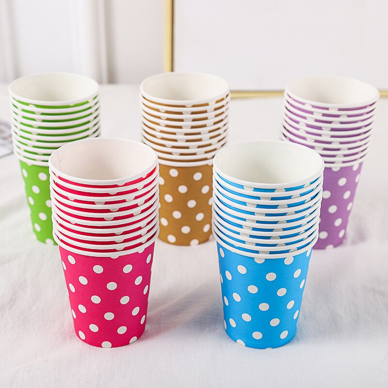 pcs Disposable Dot Pattern Paper Cup Pink Black White Drinks Wine Cups Wedding Birthday Party Decoration Baby Shower Supplies 