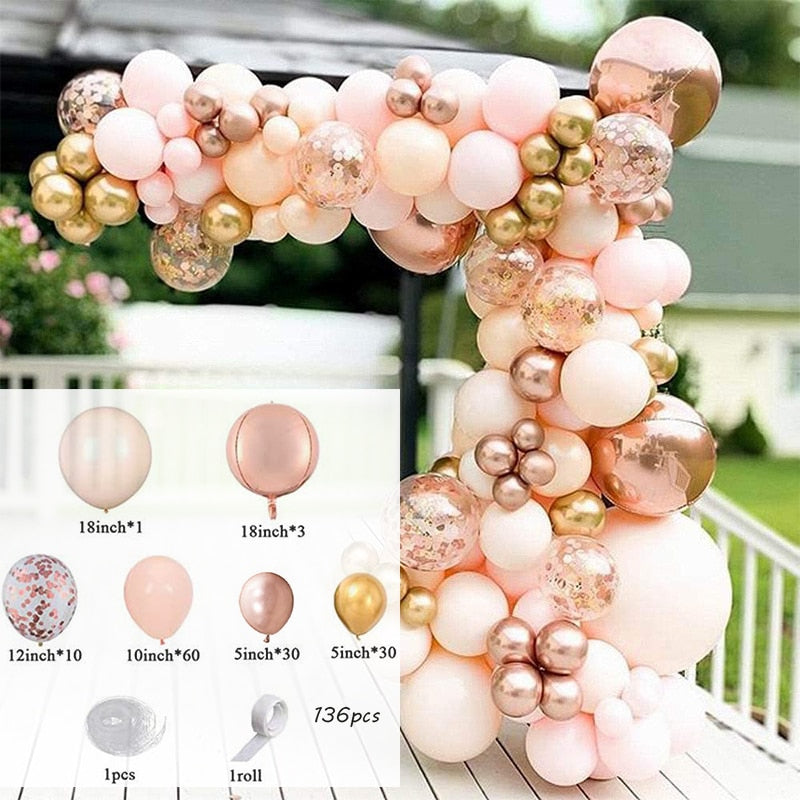 Purple Balloon Garland Arch Kit Rose Gold Latex Wedding Birthday Party Decor Kids Baby Shower Girl Supplies Inflatable Decorations