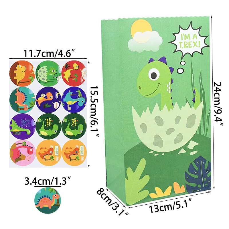 pcs Cute Dinosaur Packaging Bags Kids Birthday Party Gift Bag Paper Candy Favor Boxes Sticker Dino Decor 