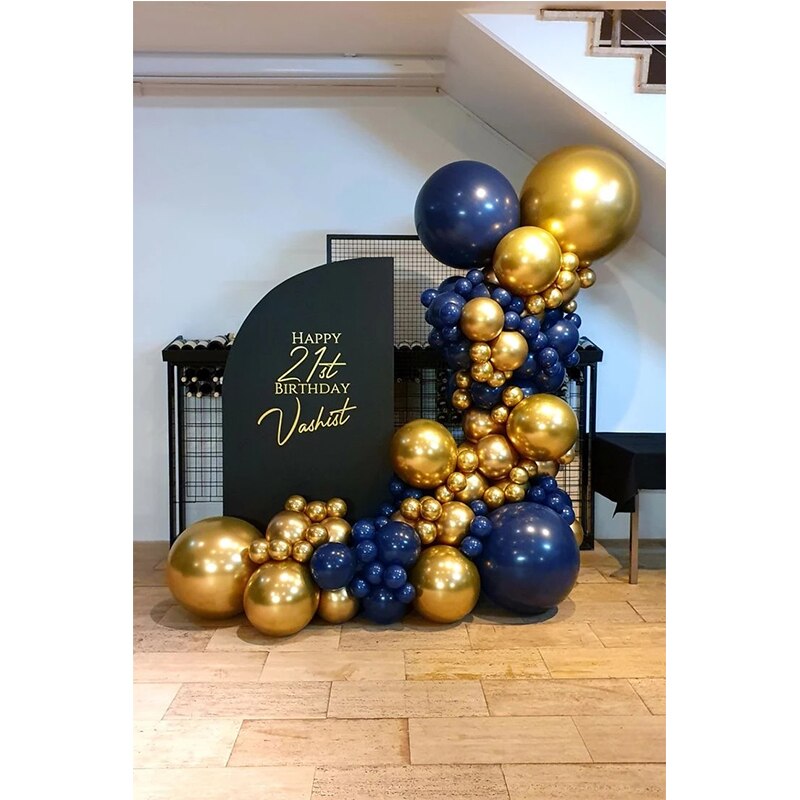 Navy Blue Balloons Arch Garland Kit Chrome Gold Ballons Baby Shower Wedding Graduation Happy Birthday Party Decorations Inflatable