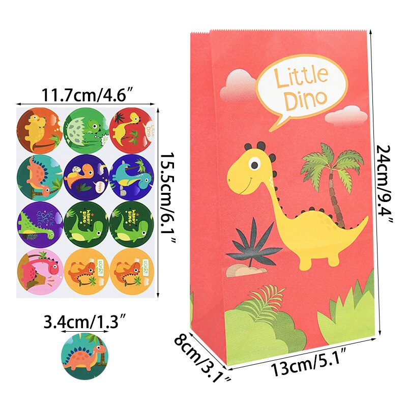 pcs Cute Dinosaur Packaging Bags Kids Birthday Party Gift Bag Paper Candy Favor Boxes Sticker Dino Decor 