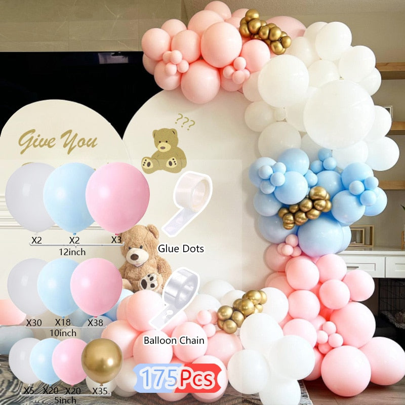 Balloon Arch Set Pink Blue White Confetti Garland Wedding Baby Baptism Shower Birthday Party Balloons Decoration Inflatable Decorations