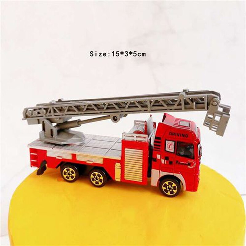 Happy Birthday Cake Toppers Party Supplies Fireman Set Fire Ladder Truck Decoration Boy Children's Day Decorate Gifts 