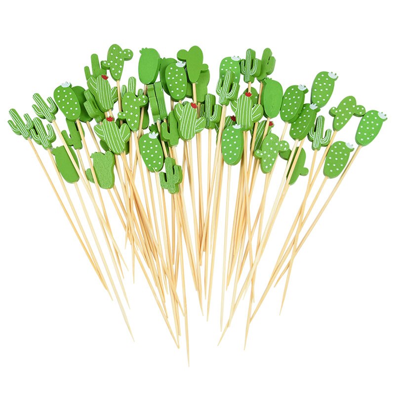 pcs Flamingo Cactus Food Picks Hawaii Summer Party Fruit Fork Cake Dessert Cocktail Toothpick Wedding Birthday Bar Supplies 