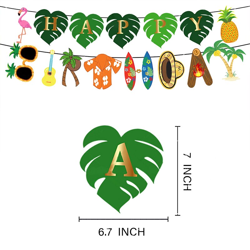 Summer Hawaii Themed Birthday Party Decoration Supplies Balloon Set Banner Cake Topper 