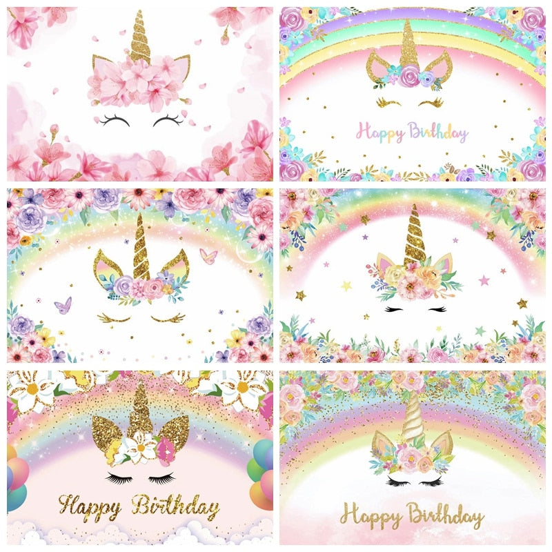 Rainbow Unicorn Backdrop Newborn Baby Shower Birthday Party Decor Photography Background Photophone Studio Shoots Photographic 