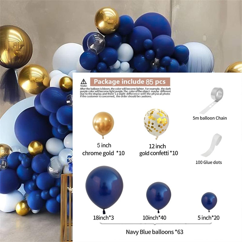 Navy Blue Balloons Garland Arch Kit Chrome Gold Sequins Ballon Baby Shower Wedding Birthday Party Graduation Decor Globos Inflatable Decorations