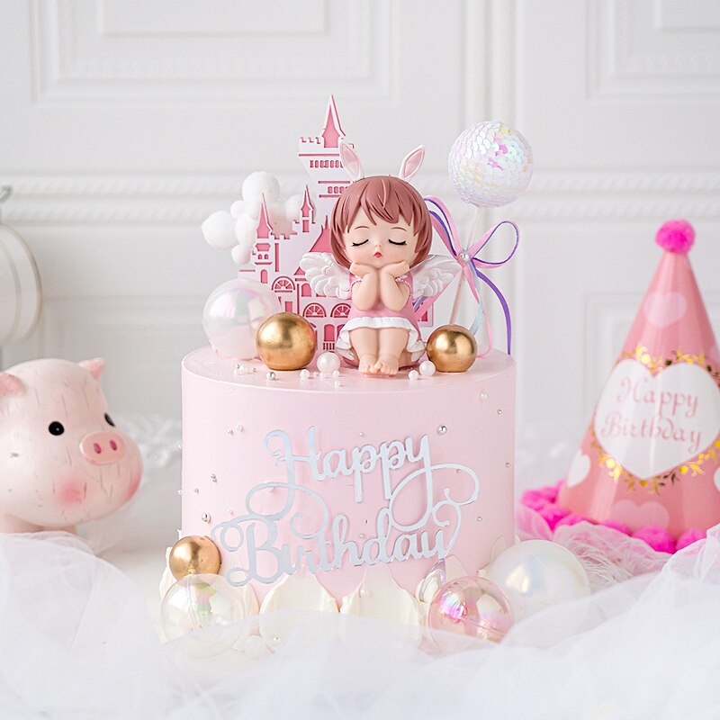 Baked Cake Decoration Annie Angel Baby Cute Girl Children's Happy Birthday Party Topper Princess Anniversary 