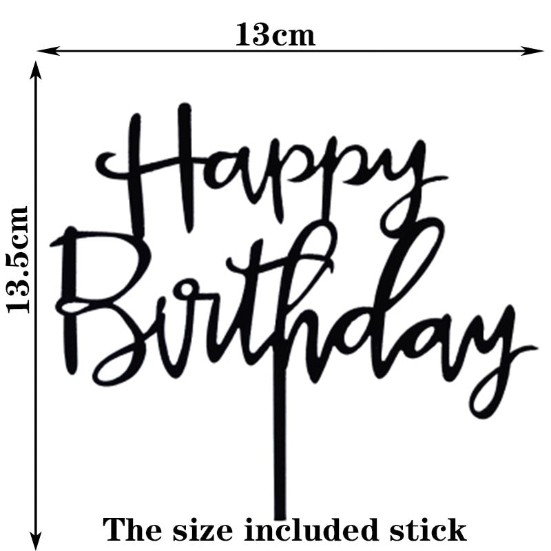 Happy Birthday Cake Topper Acrylic Letter Toppers Party Supplies Black Decorations Boy Designs 